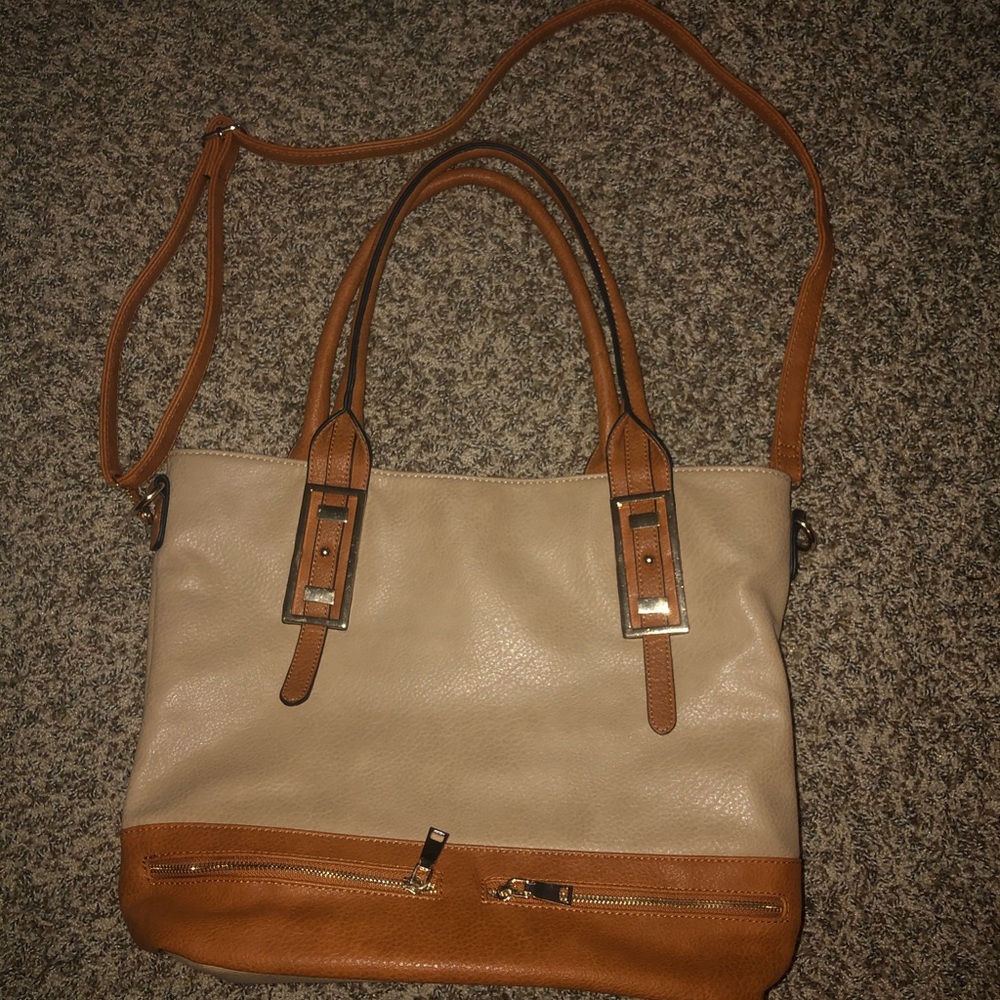 Boutique large tan and caramel purse - crossbody